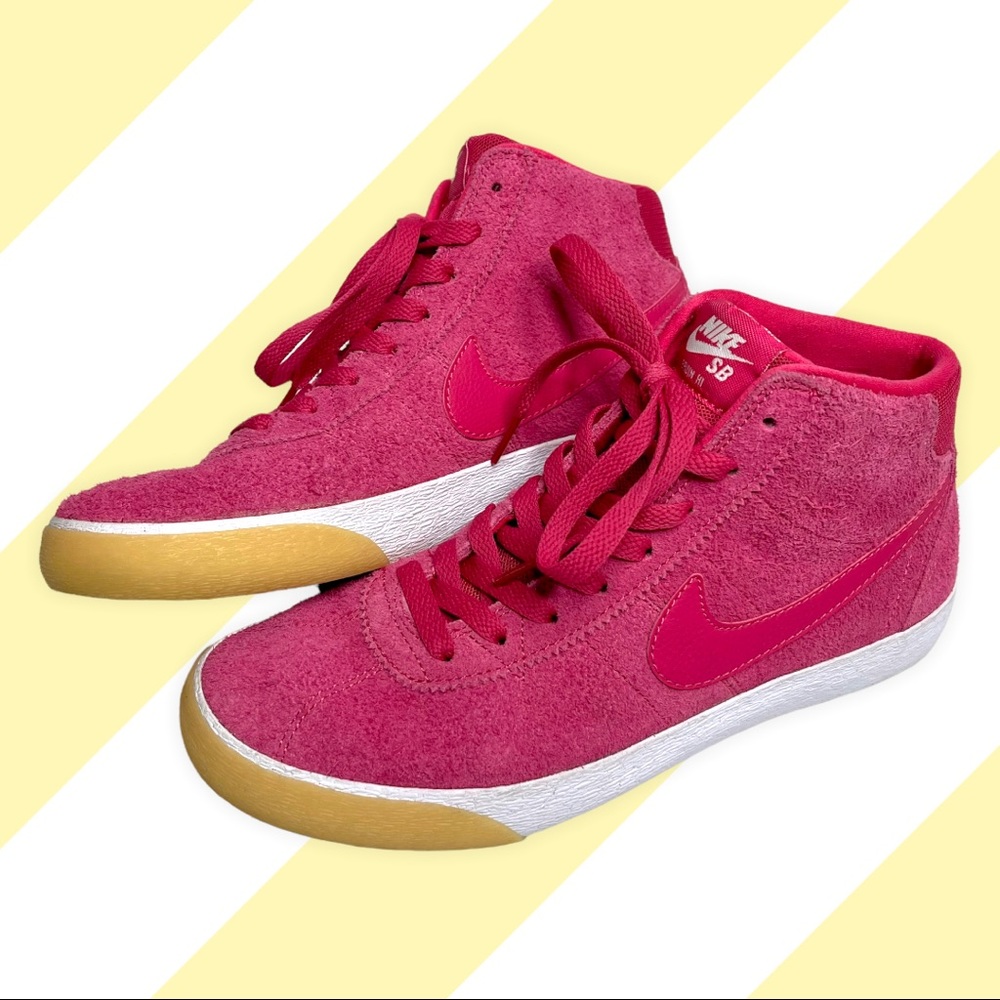 Nike SB Bruin High Top Velvet Pink Suede, Zoom Air Sneakers Ladies Size 8.5